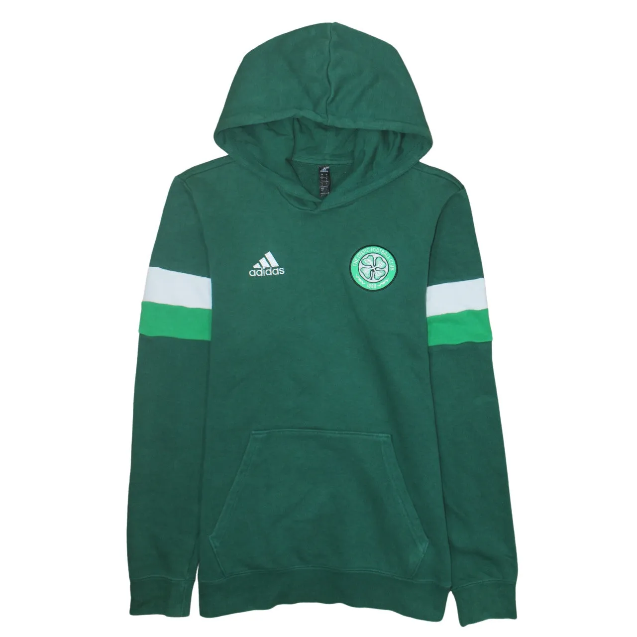 Adidas Green Hoodie Women’s Small Celtic FC Badge Striped Sleeves Pullover Sweatshirt sold by Vintage Club