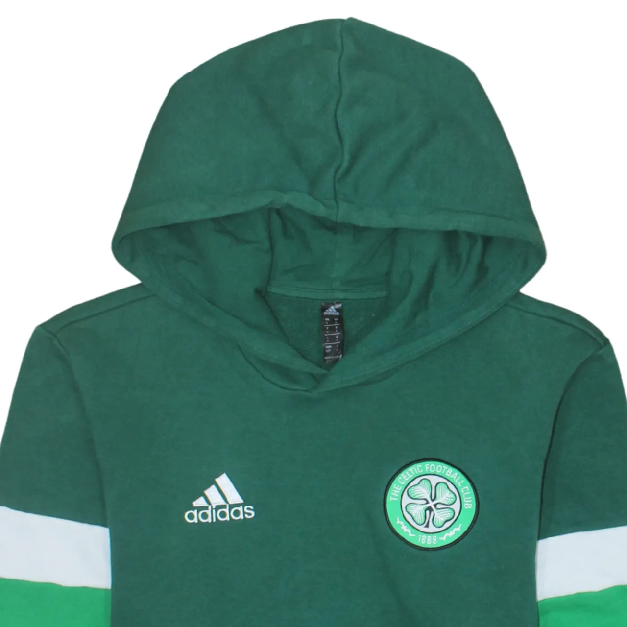 Adidas Green Hoodie Women’s Small Celtic FC Badge Striped Sleeves Pullover Sweatshirt sold by Vintage Club product image thumbnail 3