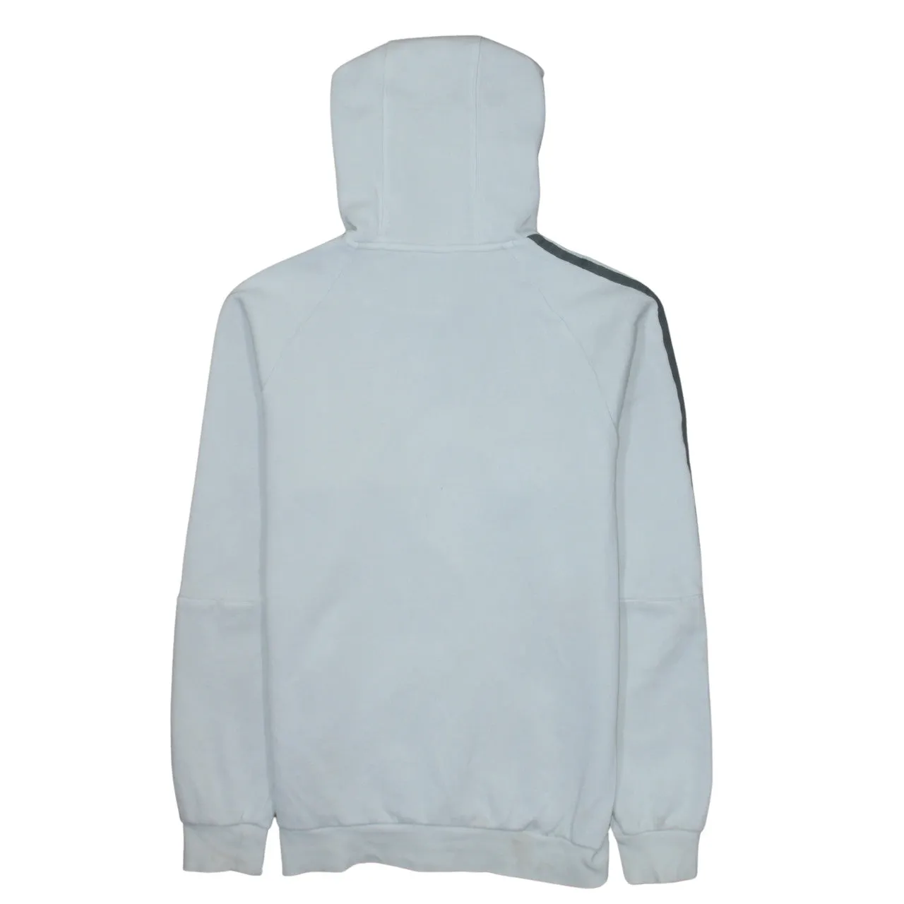 Adidas White Hoodie Men's Small Trefoil Logo Three Stripe Raglan Sleeve Pullover Sweatshirt sold by Vintage Club product image thumbnail 2