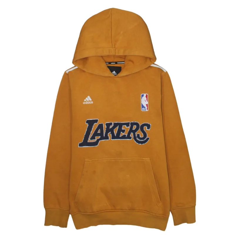 Adidas Mustard Yellow Hoodie Men’s XLarge Lakers NBA Fleece Embroidered Logo Pullover Sweatshirt sold by Vintage Club