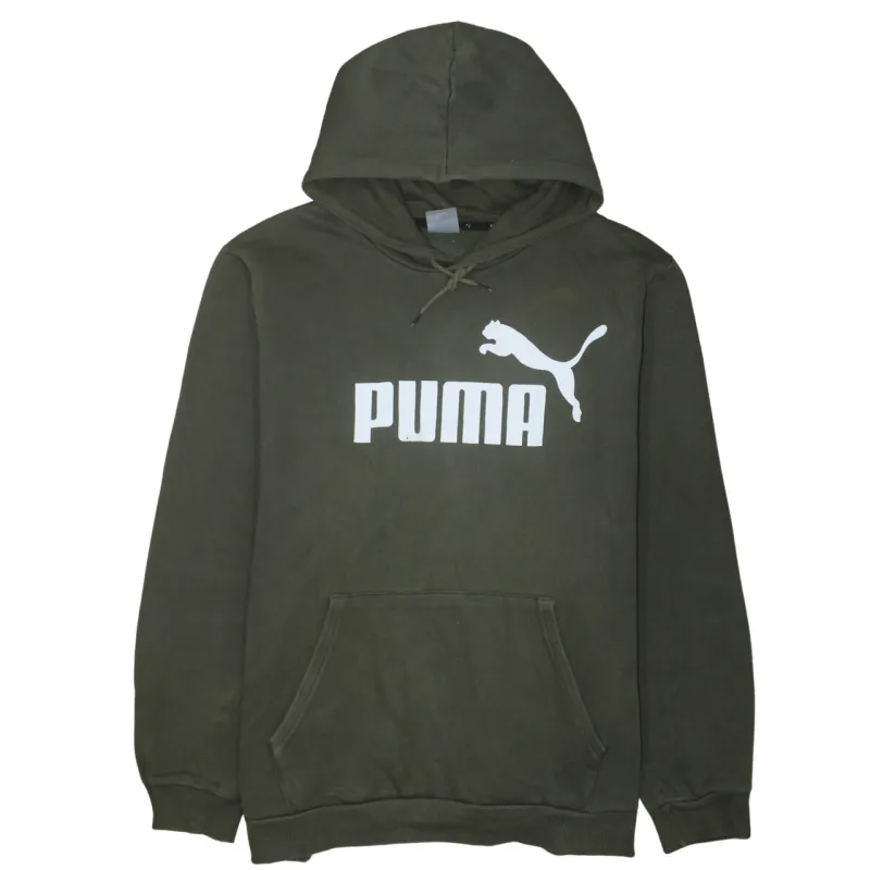 Puma Khaki Green Hoodie Men's XXLarge Printed Logo Front Pouch Pullover Sweatshirt sold by Vintage Club