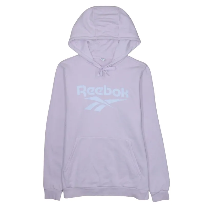 Reebok Light Pink Hoodie Men's Medium Printed Logo Front Pocket Pullover Sweatshirt sold by Vintage Club
