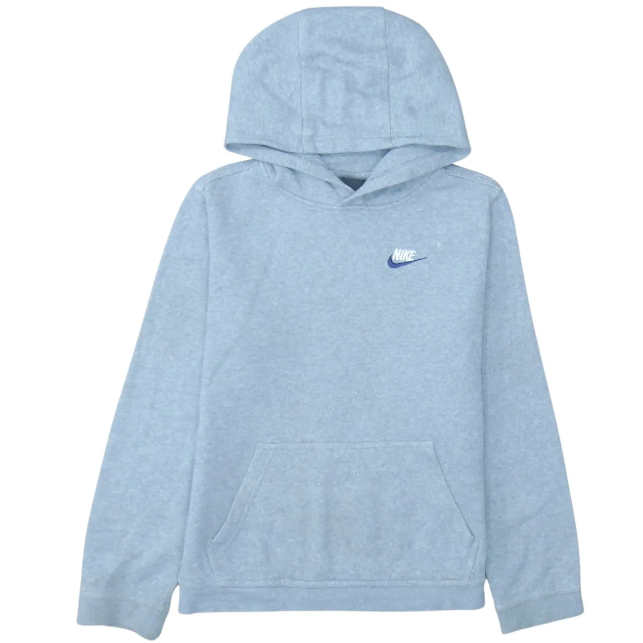 Nike Light Grey Hoodie Men’s XLarge Printed Swoosh Logo Front Pouch Pullover Sweatshirt sold by Vintage Club