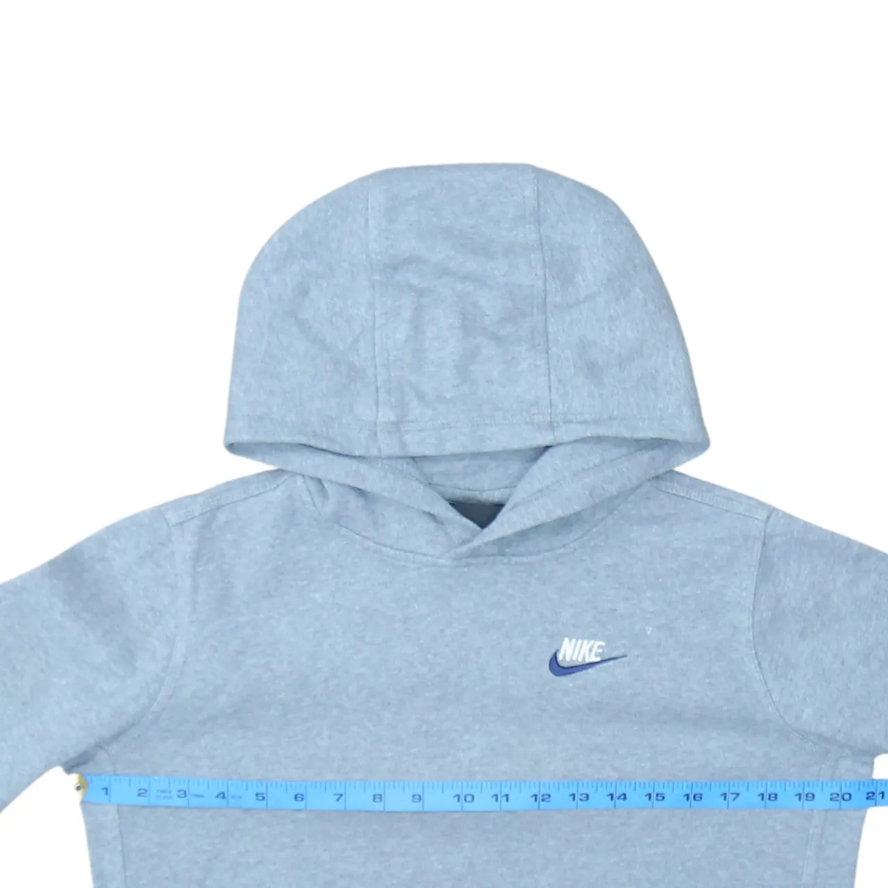 Nike Light Grey Hoodie Men’s XLarge Printed Swoosh Logo Front Pouch Pullover Sweatshirt sold by Vintage Club product image thumbnail 5
