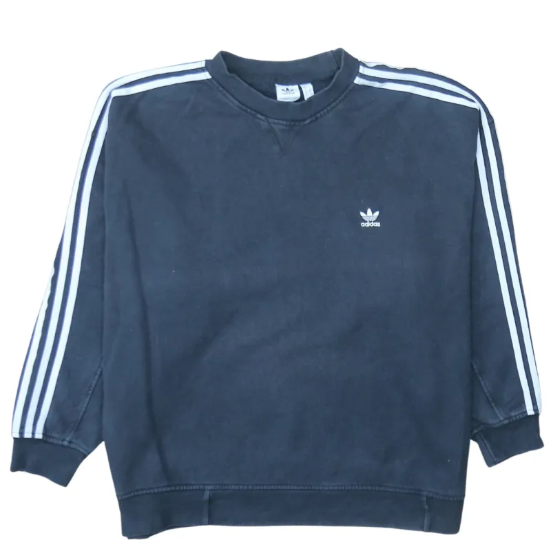 Adidas Navy Blue Sweatshirt Women’s XXXLarge Trefoil Embroidered Logo Three Stripe Sleeves Pullover Top sold by Vintage Club