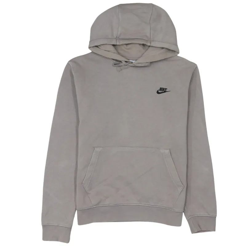 Nike Beige Cream Hoodie Men's Small Embroidered Swoosh Logo Front Pocket Pullover Sweatshirt made by Nike