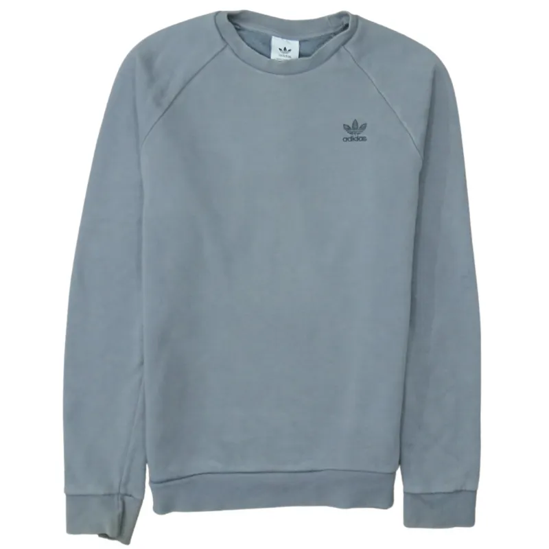 Adidas Grey Sweatshirt Men’s Small Trefoil Embroidered Logo Raglan Sleeve Pullover Jumper made by Adidas