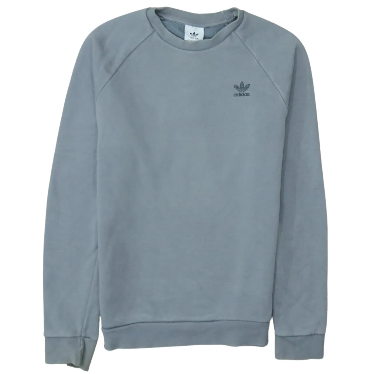 Adidas Grey Sweatshirt Men’s Small Trefoil Embroidered Logo Raglan Sleeve Pullover Jumper sold by Vintage Club