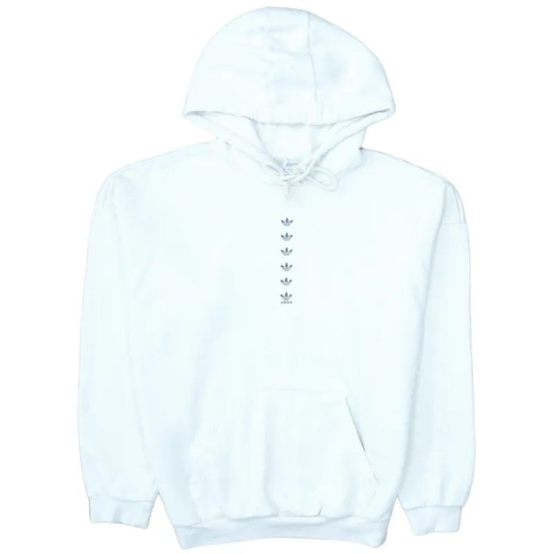 Adidas White Hoodie Women's Small Embroidered Trefoil Logo Front Pocket Pullover Sweatshirt sold by Vintage Club
