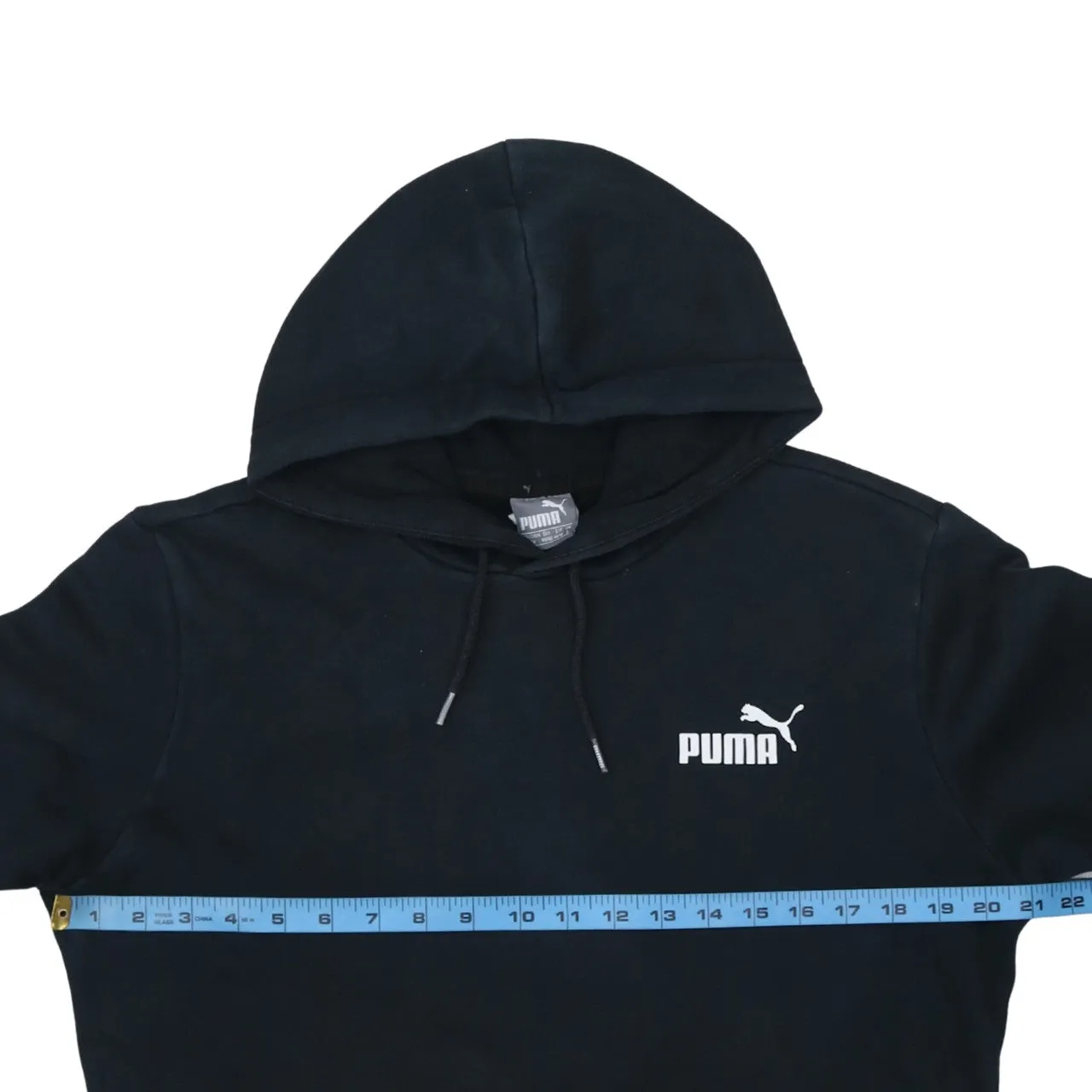 Puma Black Hoodie Men’s Small Printed Chest Logo Drawstring Hood Front Pocket Sweatshirt sold by Vintage Club product image thumbnail 5