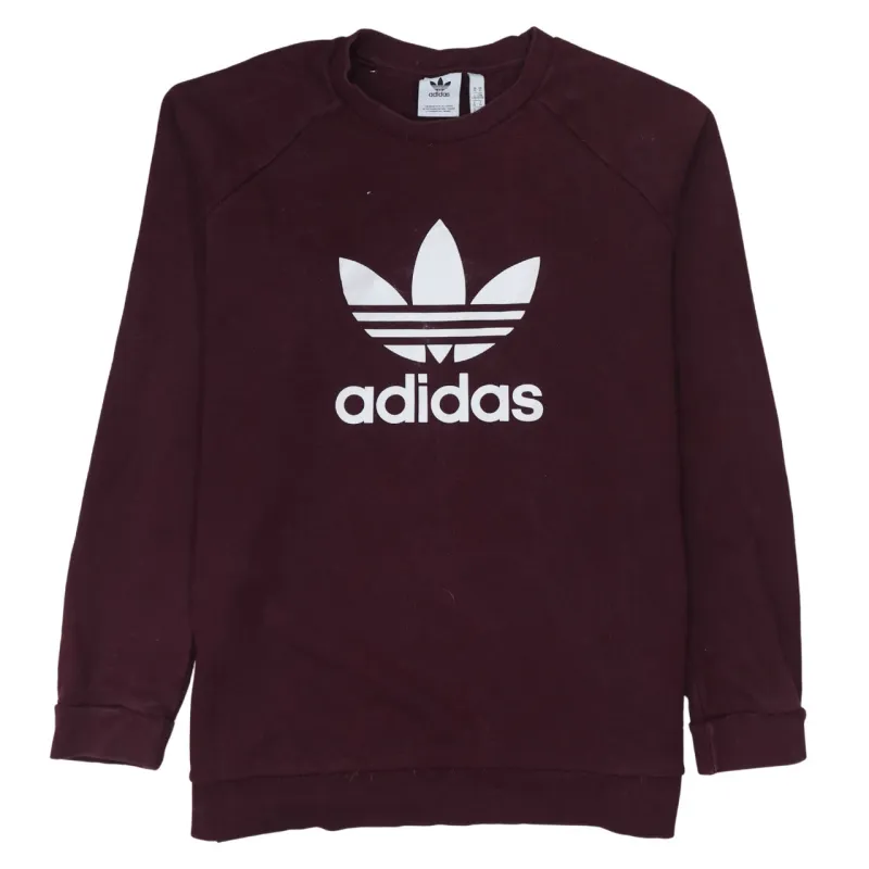 Adidas Burgundy Red Sweatshirt Men's XLarge Printed Trefoil Logo Crewneck Pullover Top made by Adidas