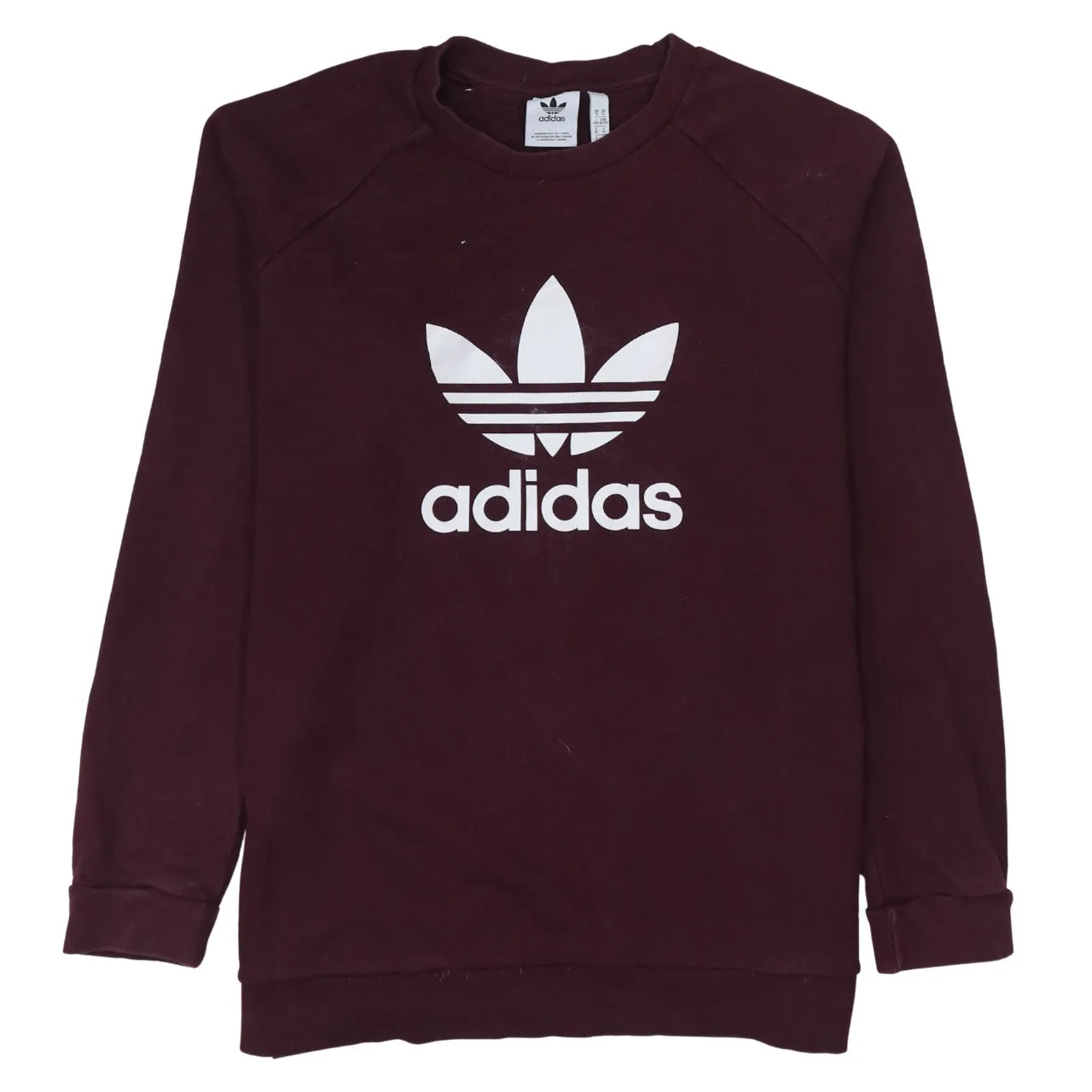 Adidas Burgundy Red Sweatshirt Men's XLarge Printed Trefoil Logo Crewneck Pullover Top sold by Vintage Club