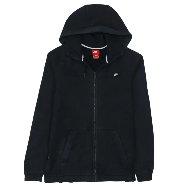 Nike Black Full Zip Hoodie Women's Medium Embroidered Swoosh Split Pockets Fleece Sweatshirt sold by Vintage Club