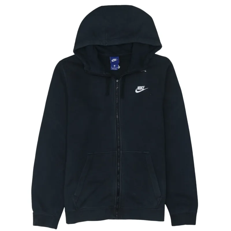 Nike Black Full Zip Hoodie Men’s Medium Embroidered Swoosh Split Pocket Sweatshirt sold by Vintage Club