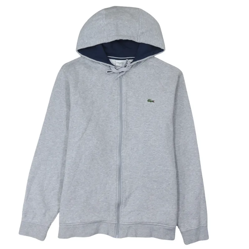 Lacoste Light Grey Zip Hoodie Women’s 2XL Embroidered Croc Logo Drawstring Hood Sweatshirt made by Lacoste