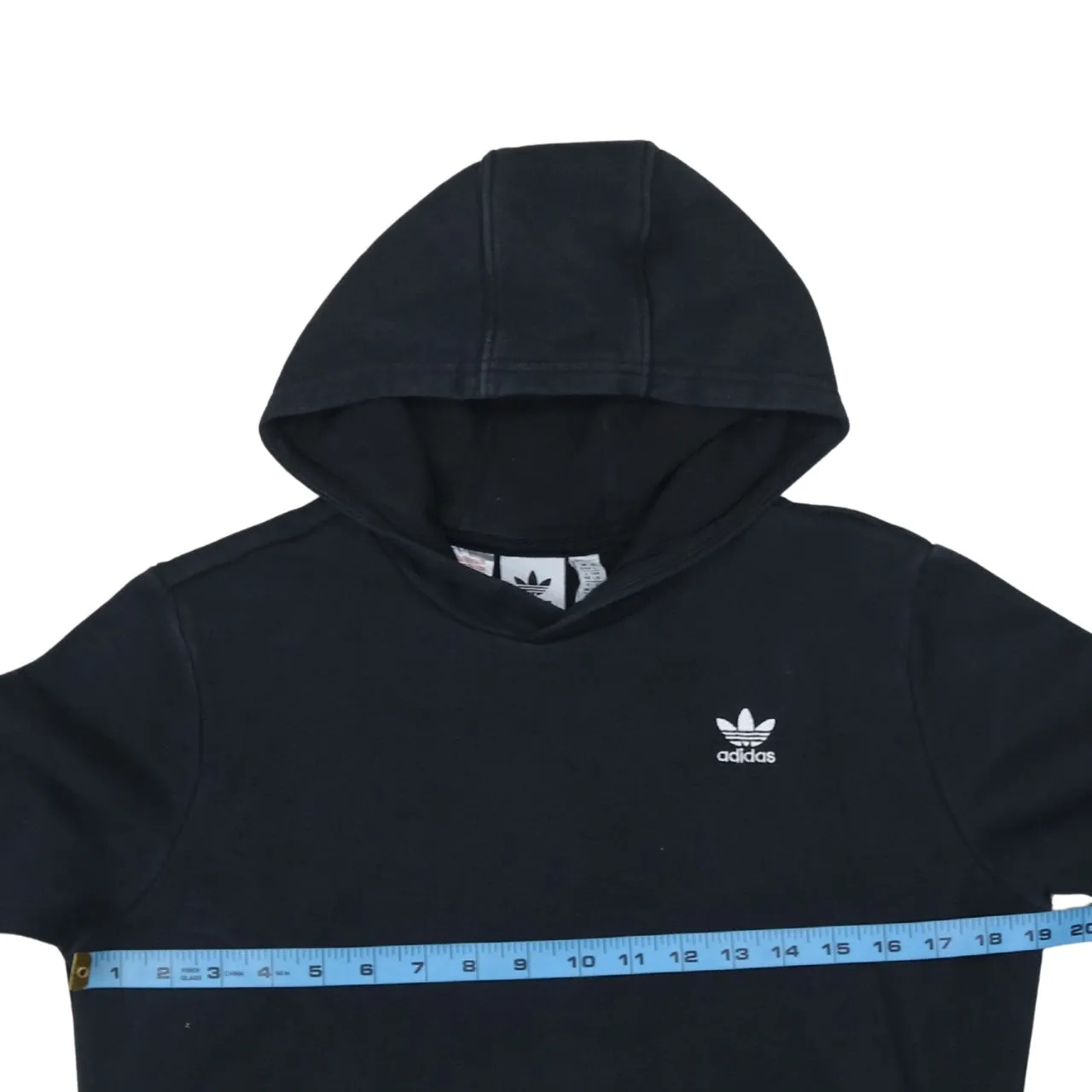 Adidas Black Hoodie Women’s Large Trefoil Embroidered Chest Logo Front Pocket Sweatshirt sold by Vintage Club product image thumbnail 5