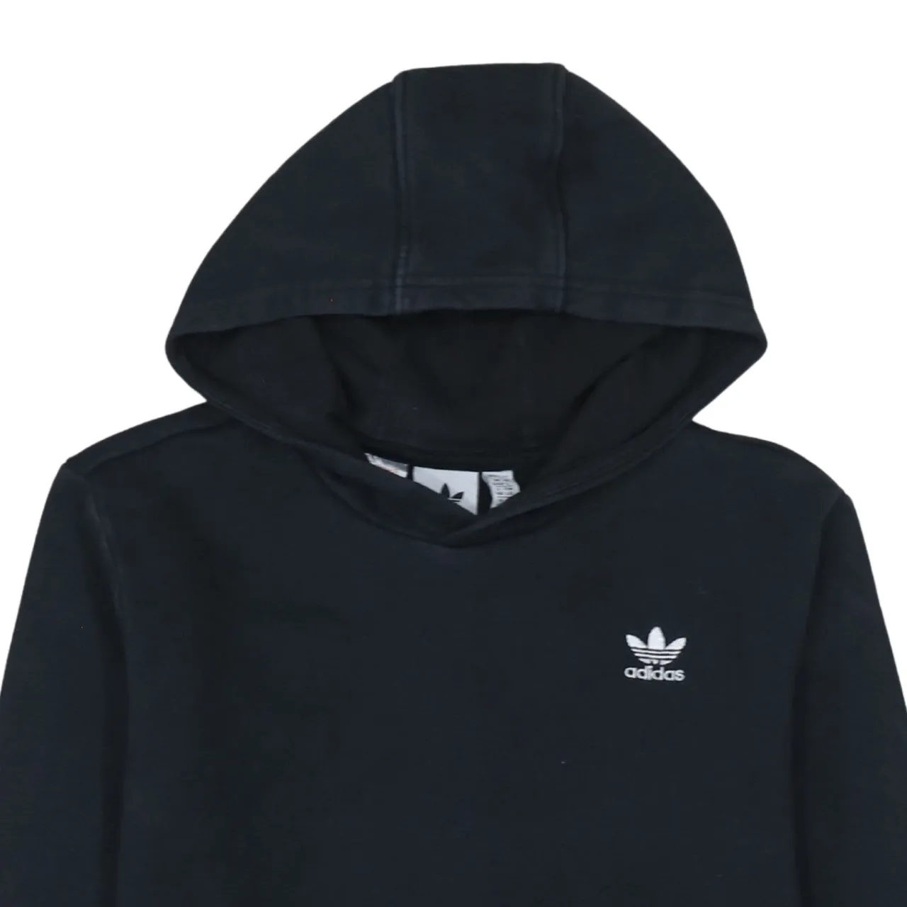 Adidas Black Hoodie Women’s Large Trefoil Embroidered Chest Logo Front Pocket Sweatshirt sold by Vintage Club product image thumbnail 3