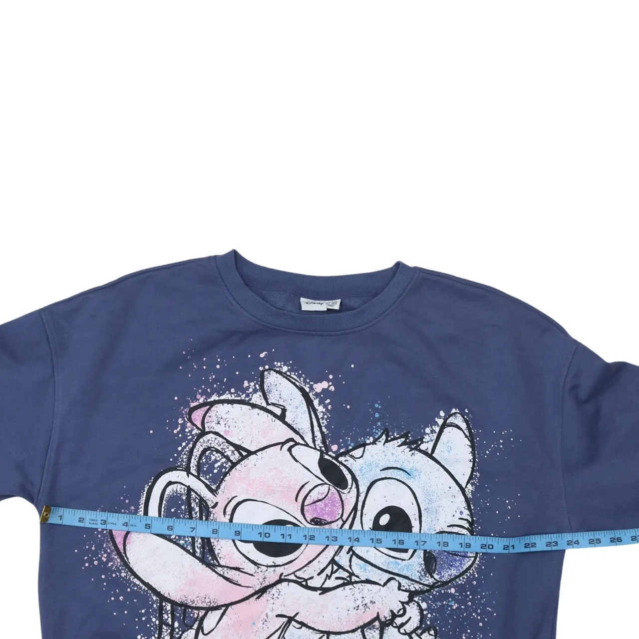 Disney Blue Sweatshirt Women's Large Printed Stitch Angel Graphic Crewneck Pullover Top sold by Vintage Club product image thumbnail 5