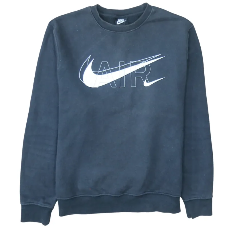 Nike Black Air Sweatshirt Men's Small Printed Swoosh Logo Crewneck Pullover Fleece Top sold by Vintage Club