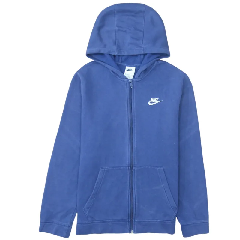Nike Blue Full Zip Hoodie Men’s XLarge Printed Swoosh Logo Front Pockets Sweatshirt sold by Vintage Club