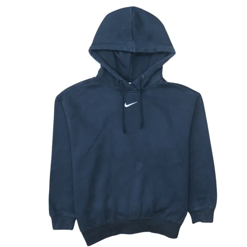 Nike Black Hoodie Men’s Small Printed Swoosh Logo Drawstring Hood Pullover Sweatshirt made by Nike
