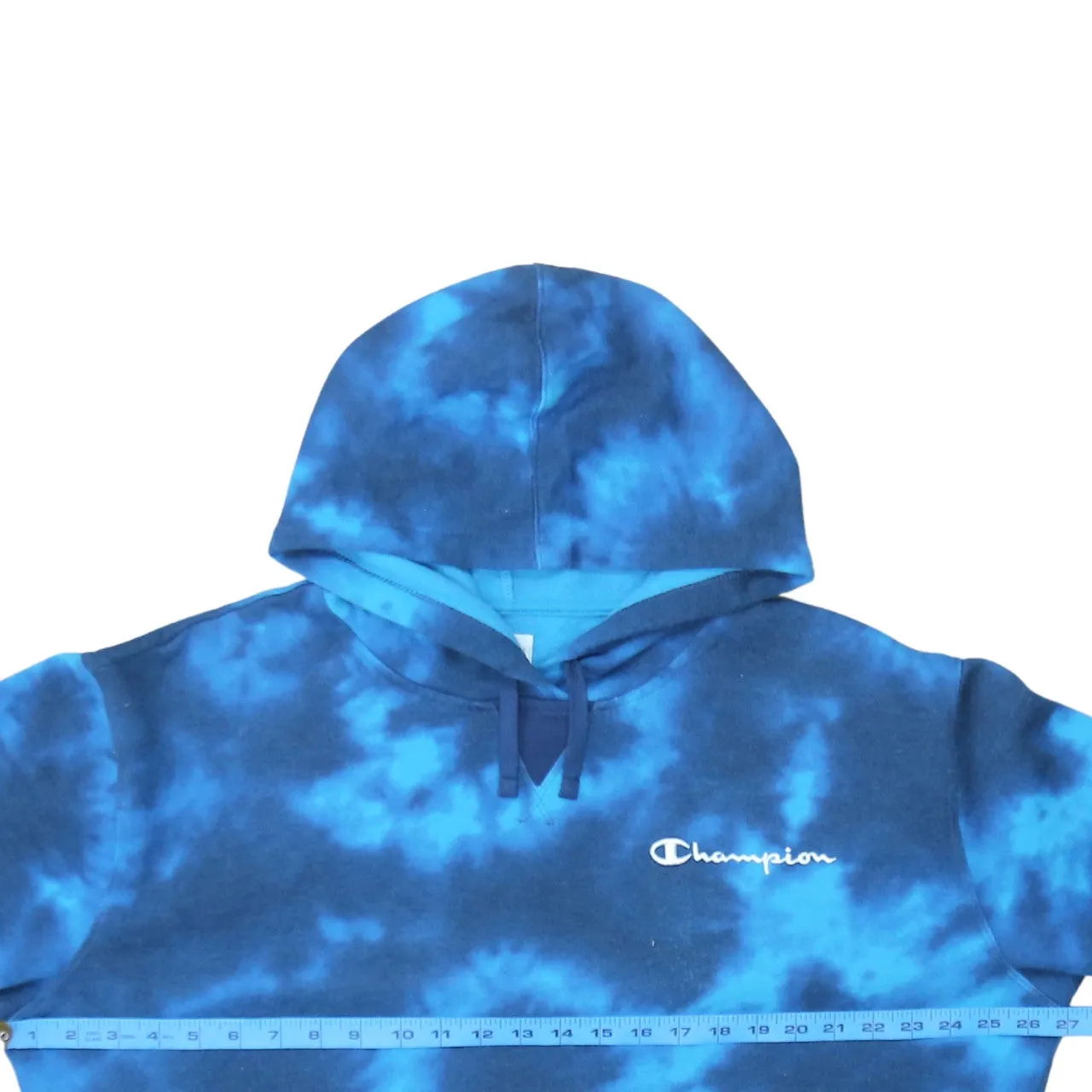 Champion Blue Tie Dye Hoodie Men’s XXL Embroidered Chest Logo Front Pocket Pullover Sweatshirt sold by Vintage Club product image thumbnail 5