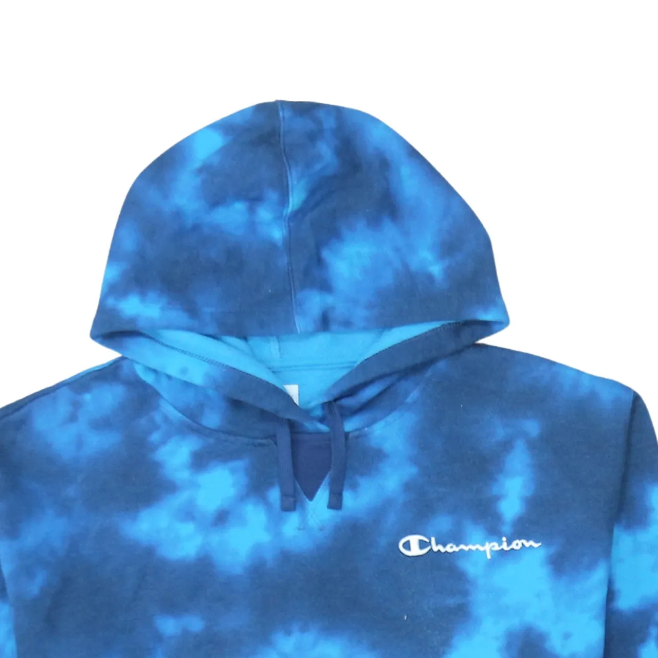 Champion Blue Tie Dye Hoodie Men’s XXL Embroidered Chest Logo Front Pocket Pullover Sweatshirt sold by Vintage Club product image thumbnail 3