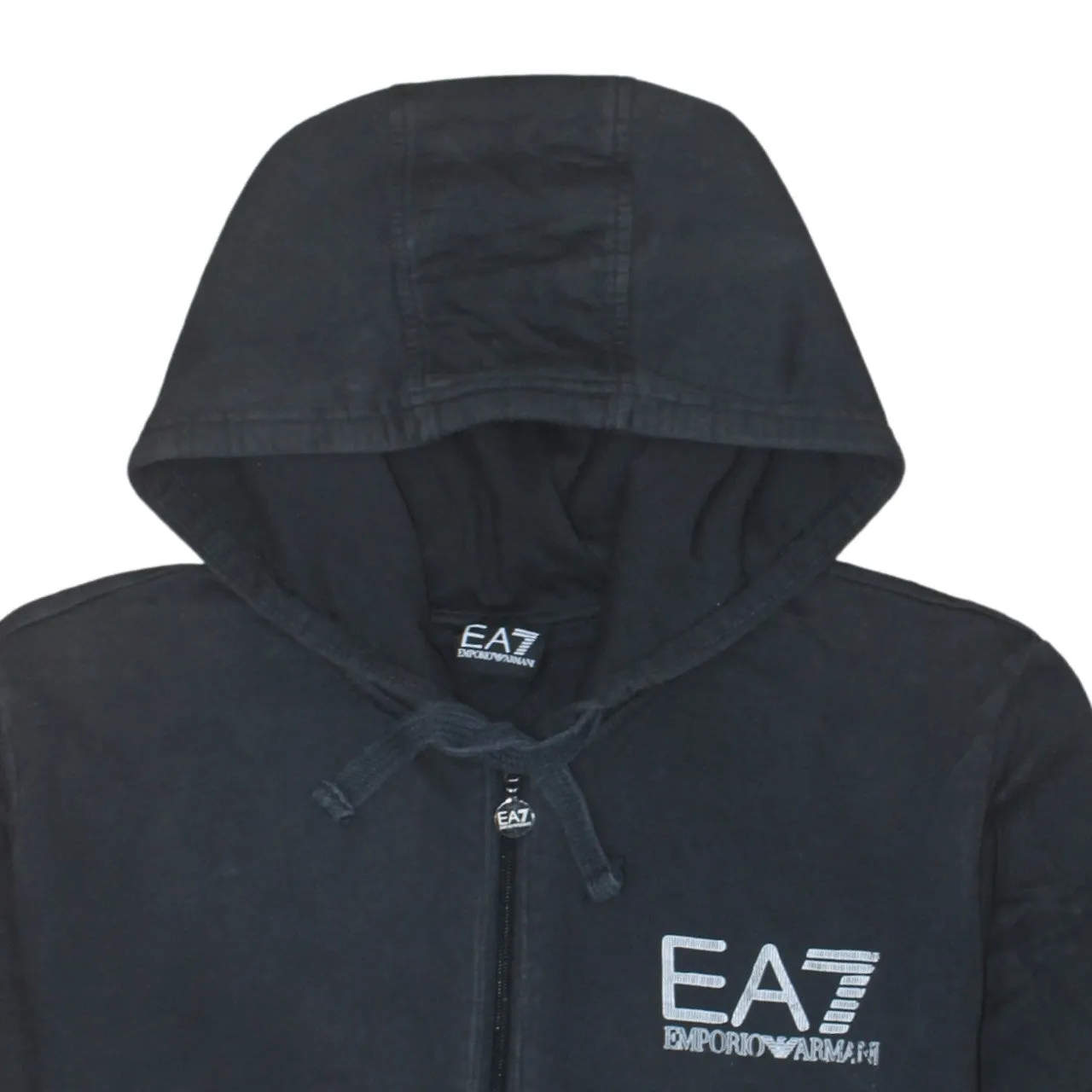 Emporio Armani Black EA7 Full Zip Hoodie Men’s XXLarge Embroidered Chest Logo Casual Sweatshirt sold by Vintage Club product image thumbnail 3