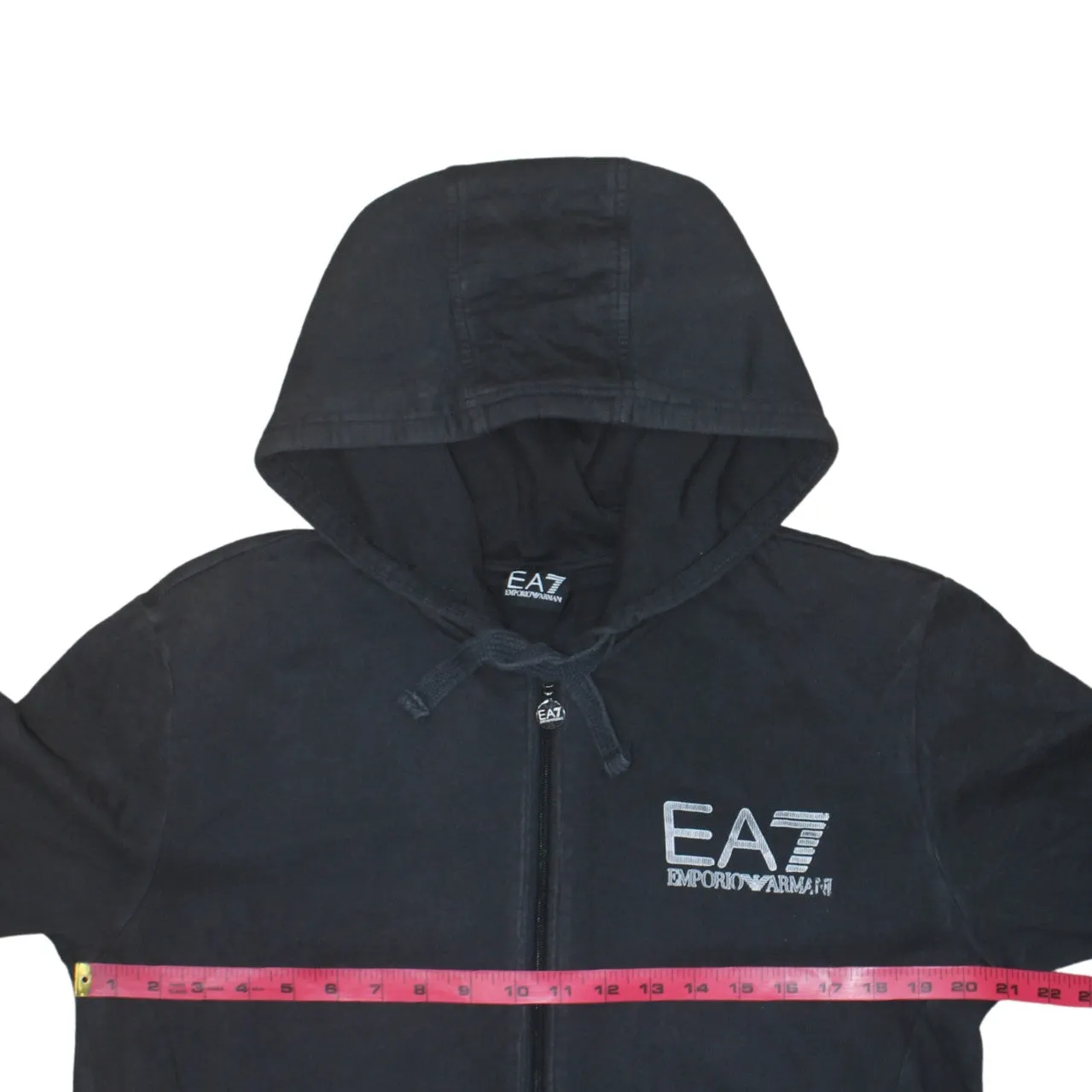 Emporio Armani Black EA7 Full Zip Hoodie Men’s XXLarge Embroidered Chest Logo Casual Sweatshirt sold by Vintage Club product image thumbnail 5