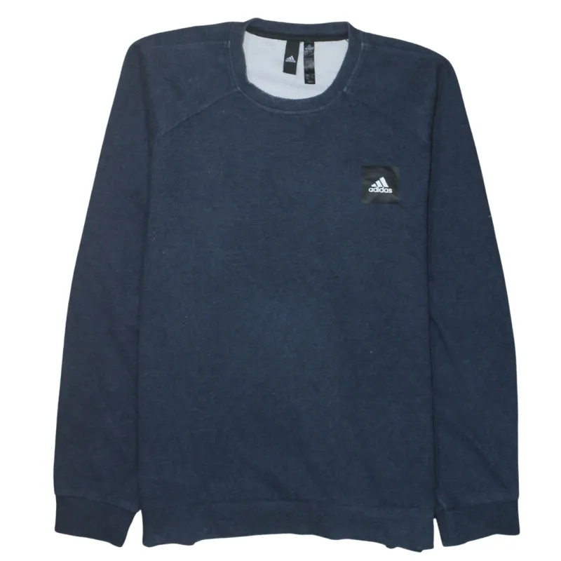 Adidas Navy Blue Sweatshirt Men's XXLarge Chest Logo Patch Crewneck Pullover Top sold by Vintage Club