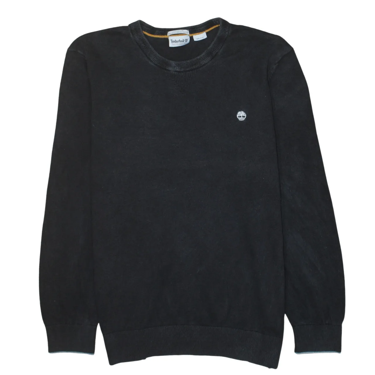 Timberland Black Sweatshirt Men's XXLarge Embroidered Chest Logo Ribbed Crewneck Pullover Jumper sold by Vintage Club