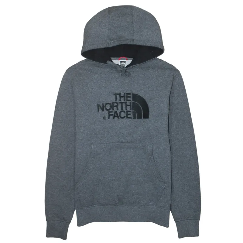 The North Face Dark Grey Hoodie Men's Medium Embroidered Front Logo Fleece Pullover Sweatshirt sold by Vintage Club