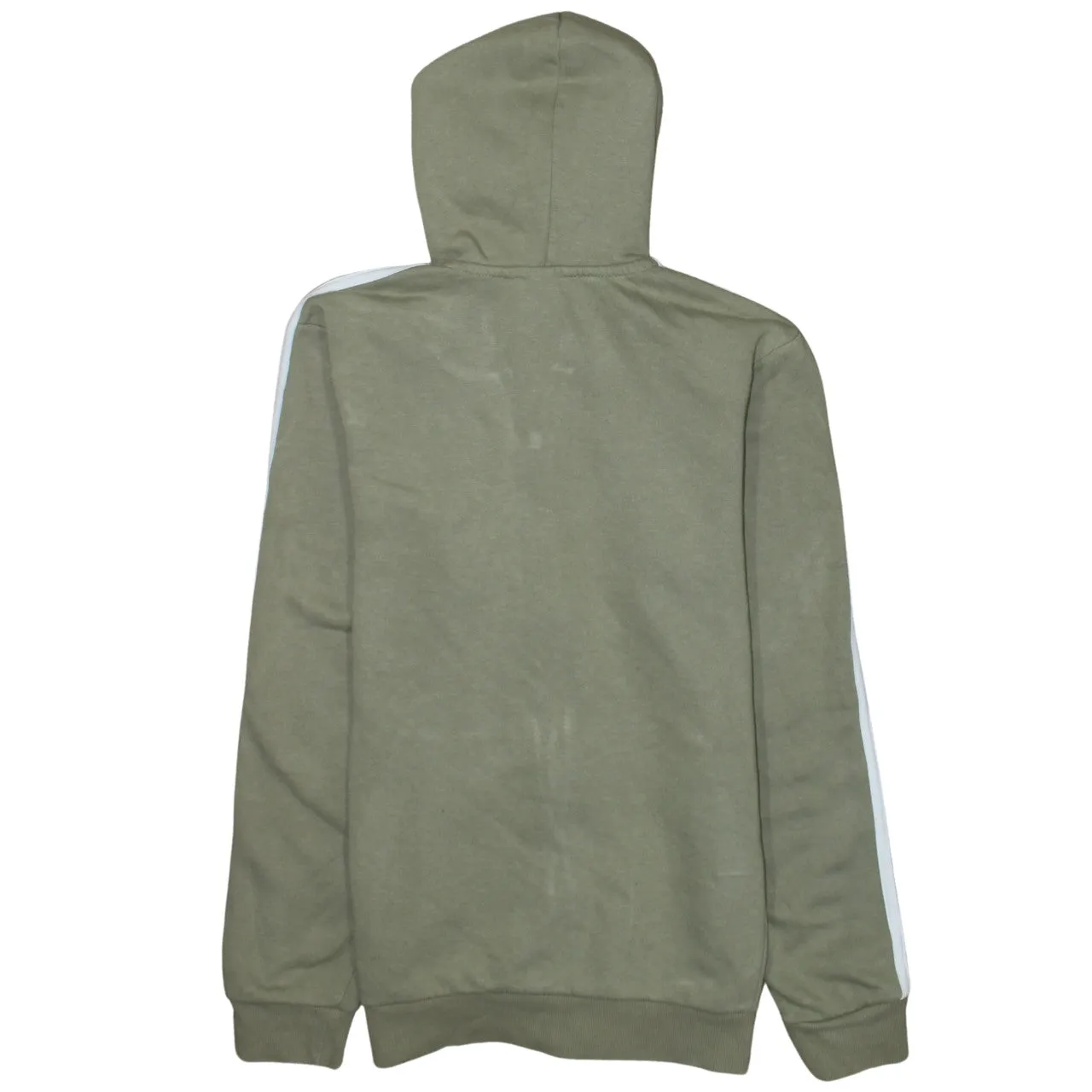 Adidas Khaki Green Hoodie Women’s Small Full Zip Three Stripe Sleeves Printed Logo Sweatshirt sold by Vintage Club product image thumbnail 2