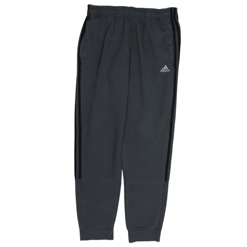 Adidas Dark Grey Joggers Men's Medium Fleece Lined Elastic Waist Three Stripe Sweatpants sold by Vintage Club