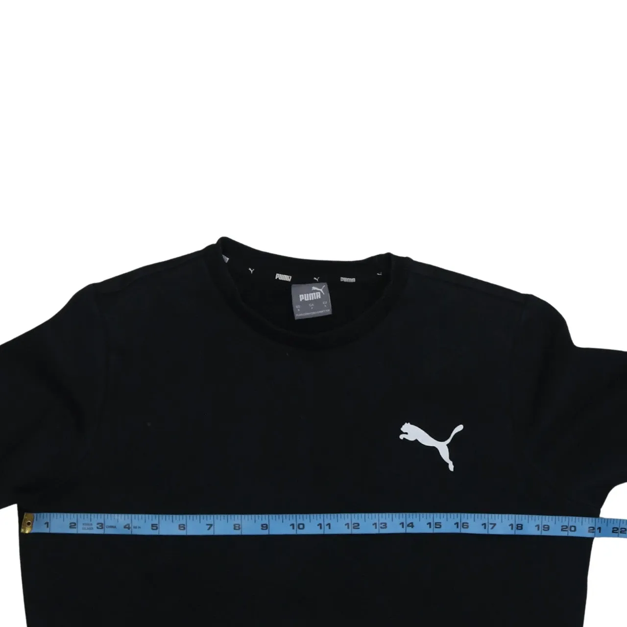 Puma Black Sweatshirt Men’s Small Printed Cat Logo Crewneck Pullover Fleece Top sold by Vintage Club product image thumbnail 5