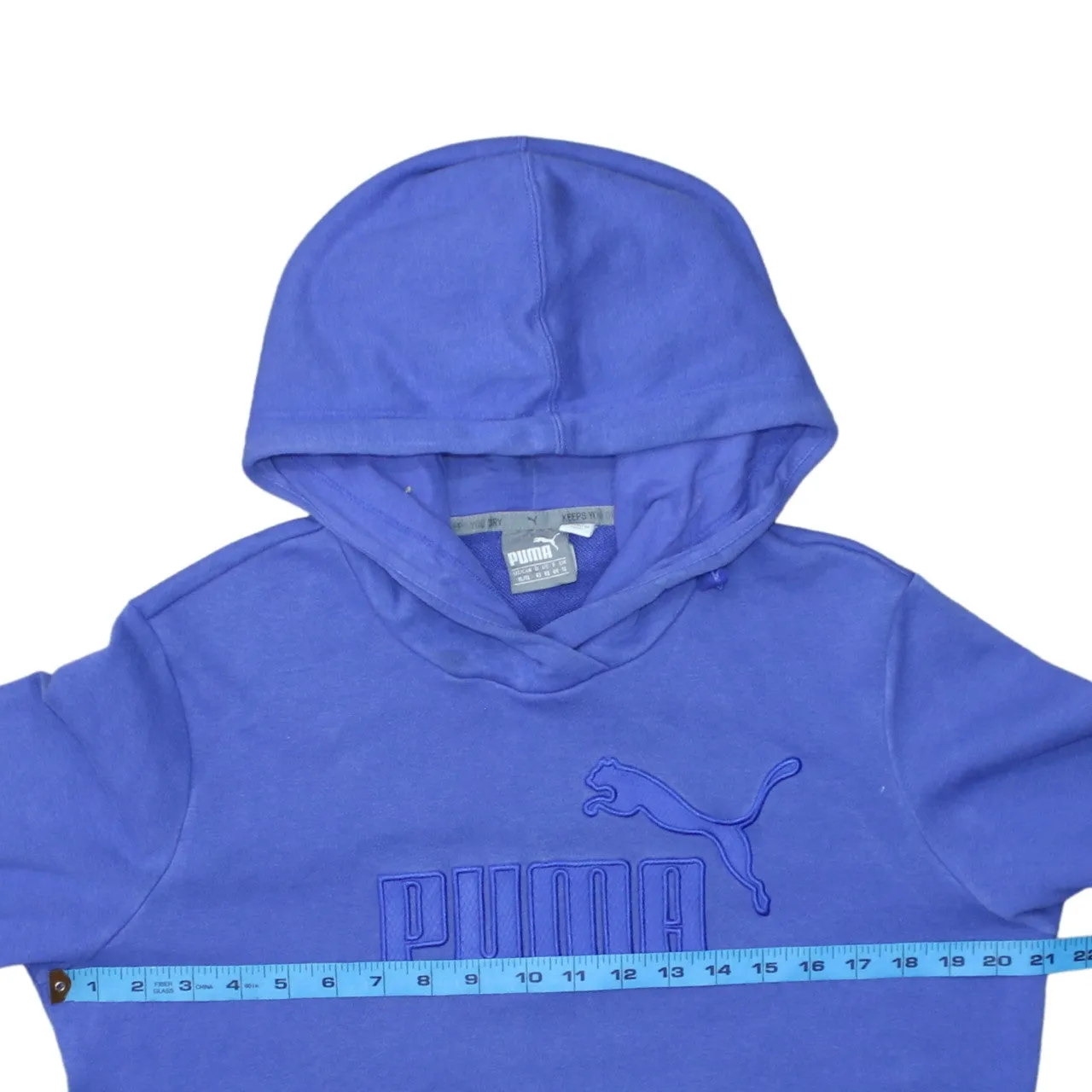Puma Blue Hoodie Women’s XLarge Embroidered Chest Logo Front Pocket Pullover Sweatshirt sold by Vintage Club product image thumbnail 5