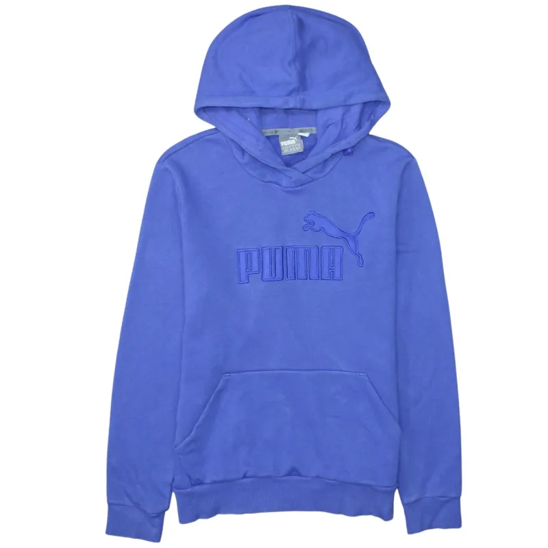 Puma Blue Hoodie Women’s XLarge Embroidered Chest Logo Front Pocket Pullover Sweatshirt made by Puma