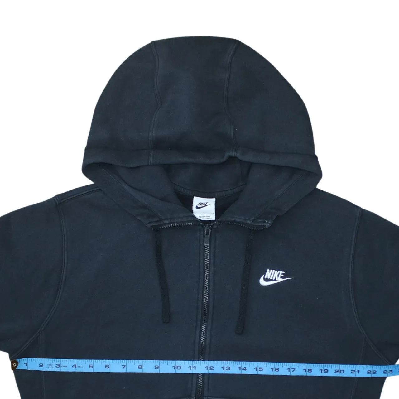Nike Black Full Zip Hoodie Men's Small Embroidered Swoosh Split Pocket Sweatshirt sold by Vintage Club product image thumbnail 5
