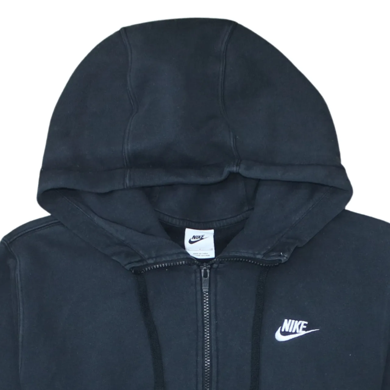 Nike Black Full Zip Hoodie Men's Small Embroidered Swoosh Split Pocket Sweatshirt sold by Vintage Club product image thumbnail 3