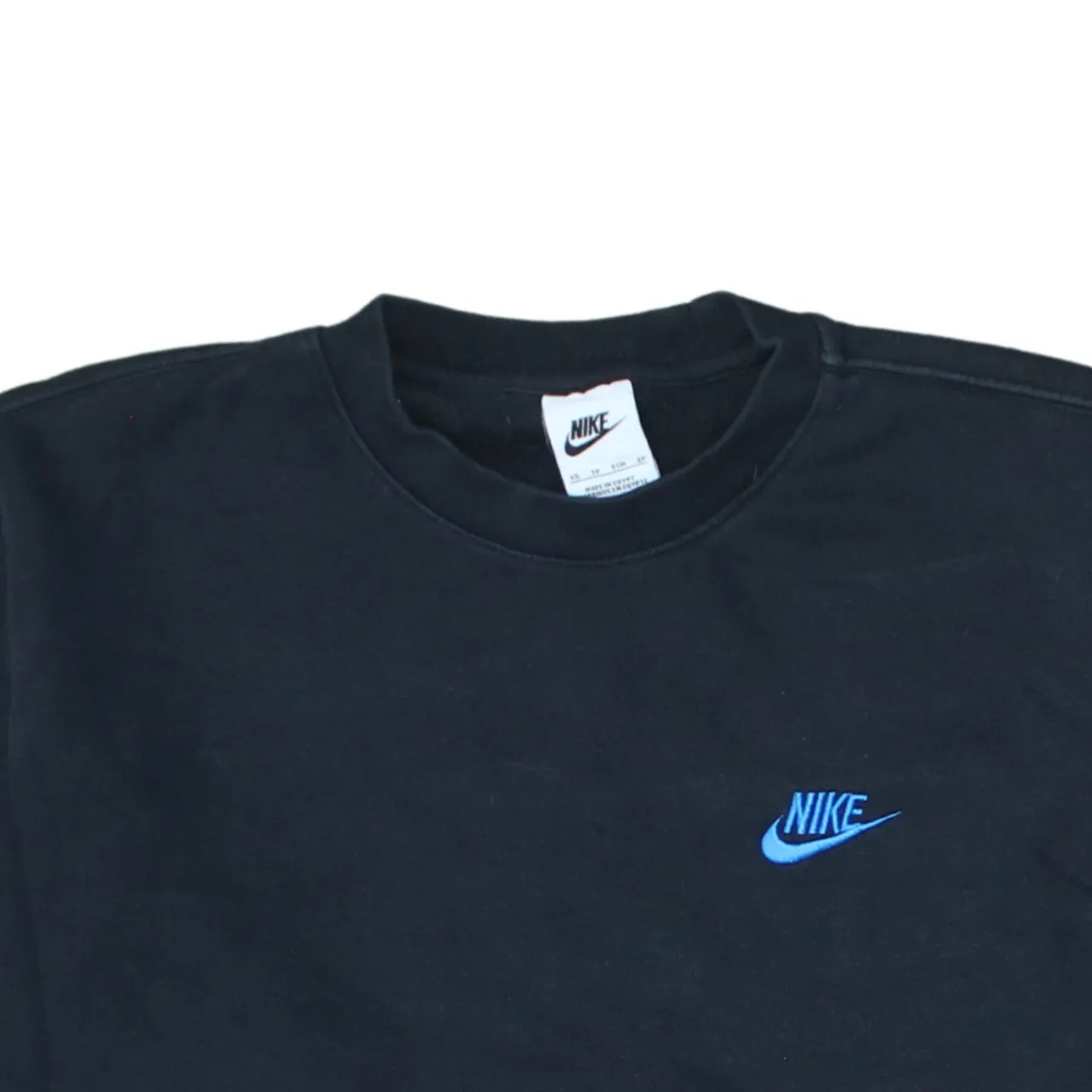Nike Black Sweatshirt Men’s XSmall Embroidered Blue Swoosh Logo Crewneck Pullover Fleece Top sold by Vintage Club product image thumbnail 3
