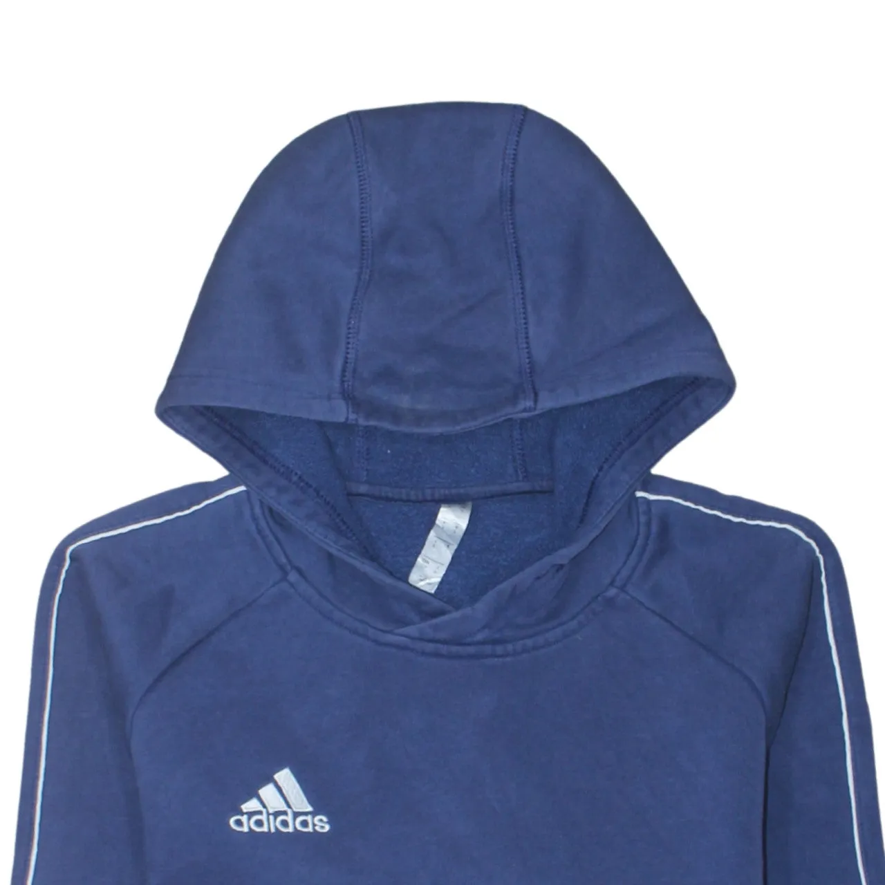 Adidas Navy Blue Hoodie Men's Small Embroidered Logo Stripe Sleeves Pullover Sweatshirt sold by Vintage Club product image thumbnail 3