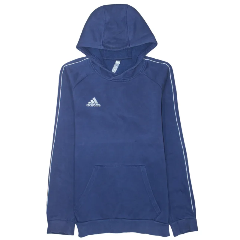 Adidas Navy Blue Hoodie Men's Small Embroidered Logo Stripe Sleeves Pullover Sweatshirt sold by Vintage Club