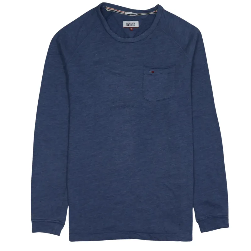 Tommy Hilfiger Navy Blue Sweatshirt Men's Medium Chest Pocket Small Flag Logo Pullover Top sold by Vintage Club