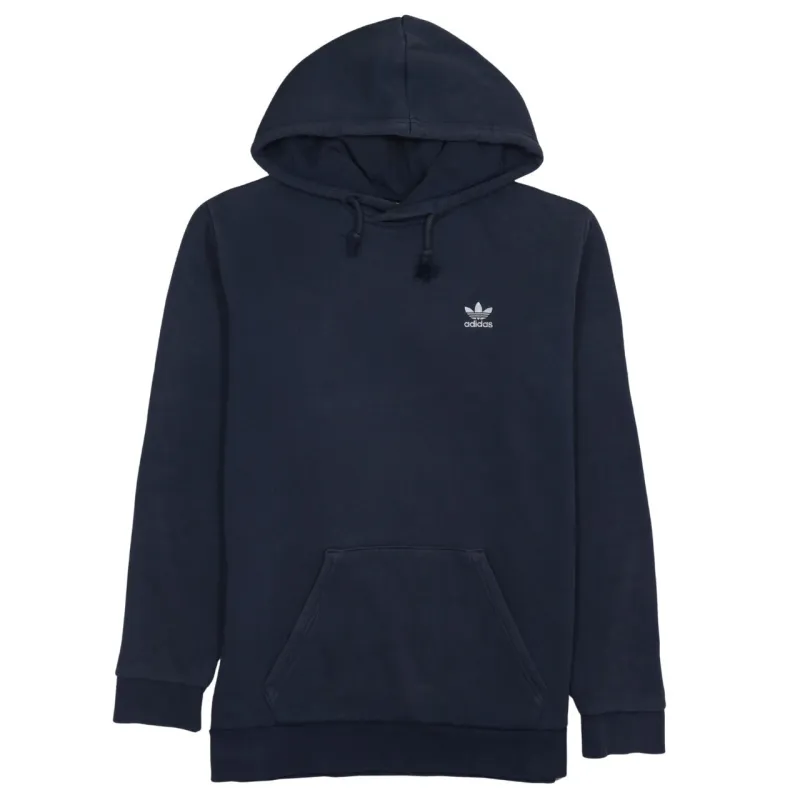 Adidas Navy Blue Hoodie Men's Medium Embroidered Trefoil Logo Front Pocket Pullover Sweatshirt sold by Vintage Club