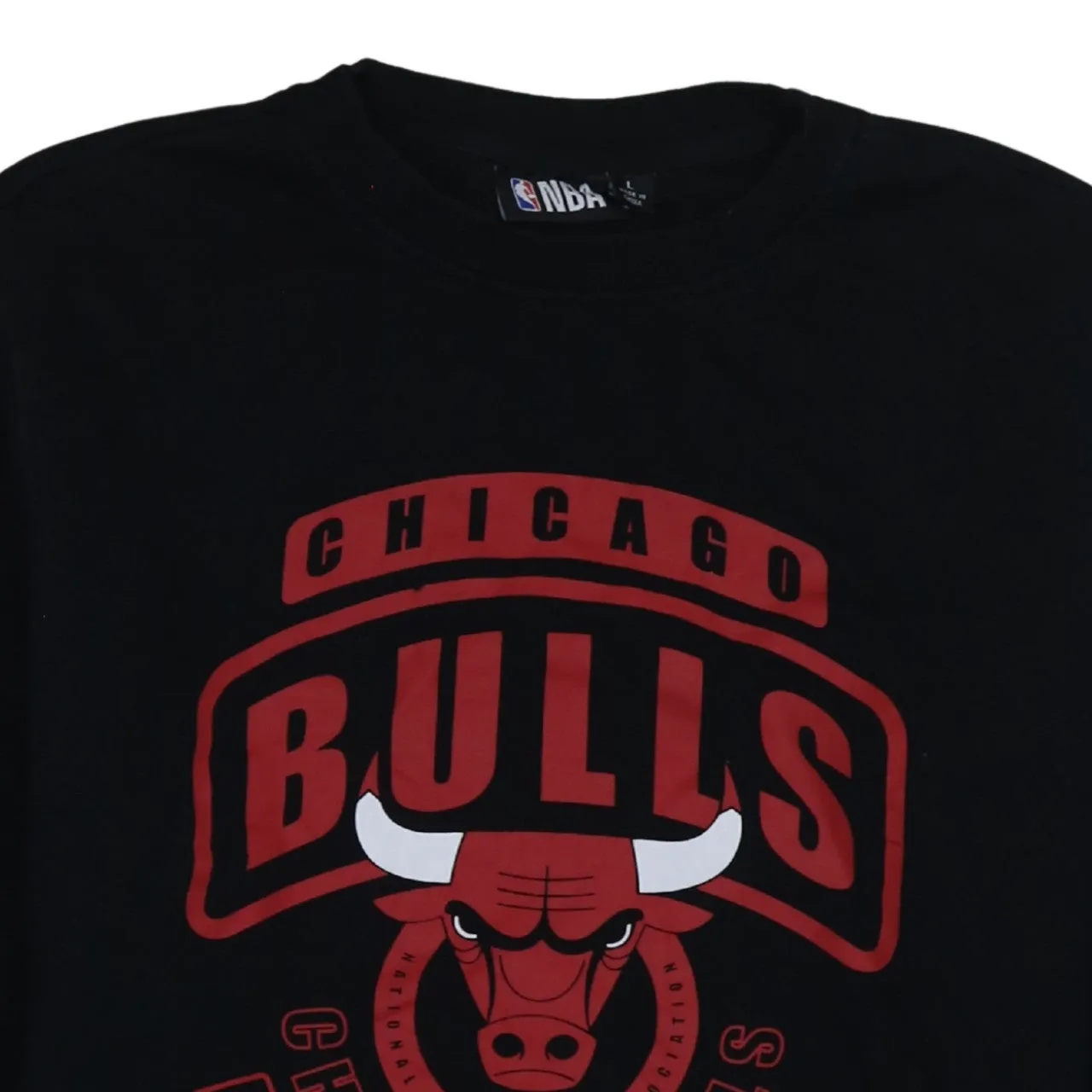 NBA Black Sweatshirt Women’s Large Chicago Bulls Printed Logo Fleece Pullover Jumper sold by Vintage Club product image thumbnail 3