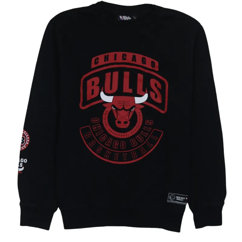 NBA Black Sweatshirt Women’s Large Chicago Bulls Printed Logo Fleece Pullover Jumper sold by Vintage Club