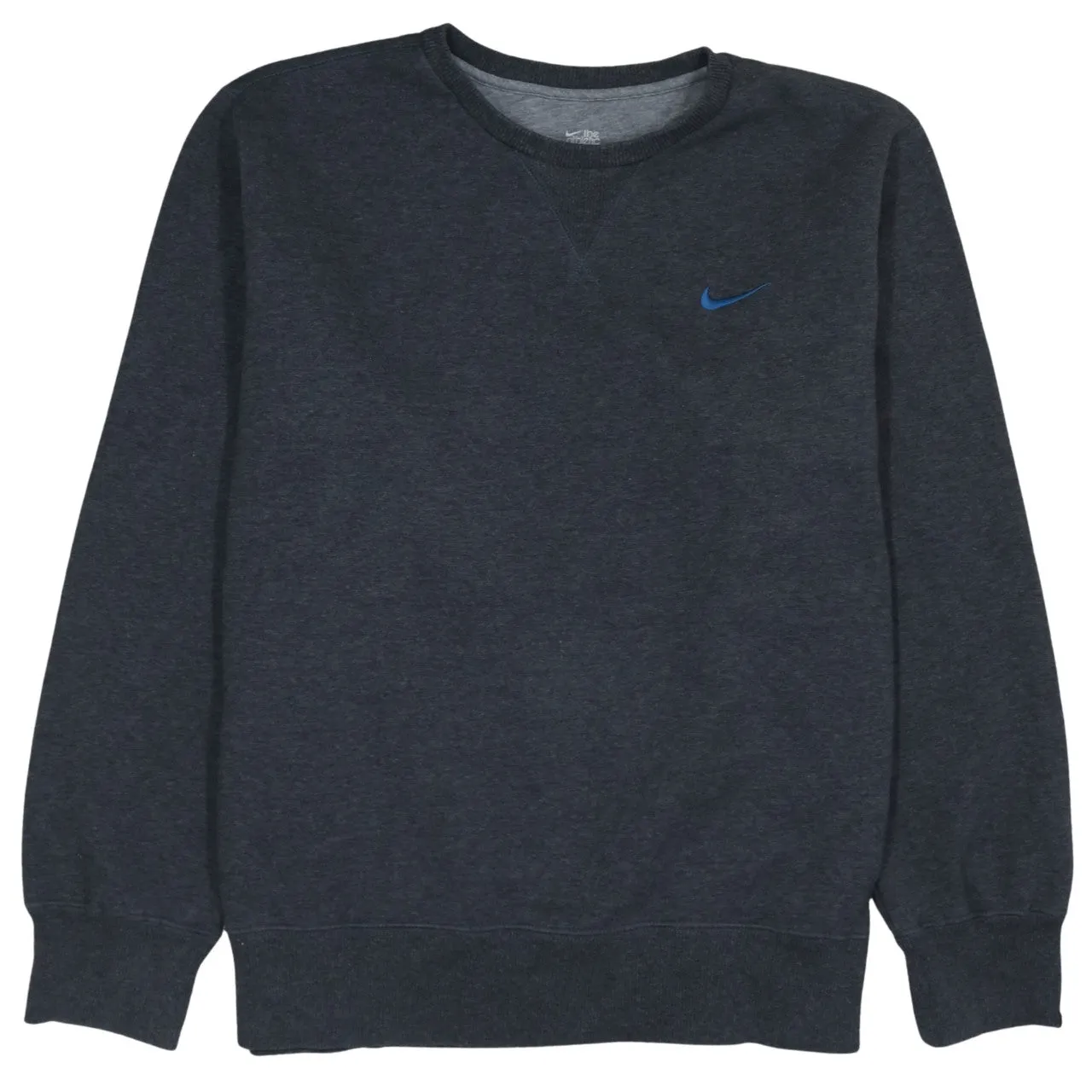 Nike Dark Charcoal Sweatshirt Men's XLarge Embroidered Blue Swoosh Crewneck Pullover Fleece Top sold by Vintage Club