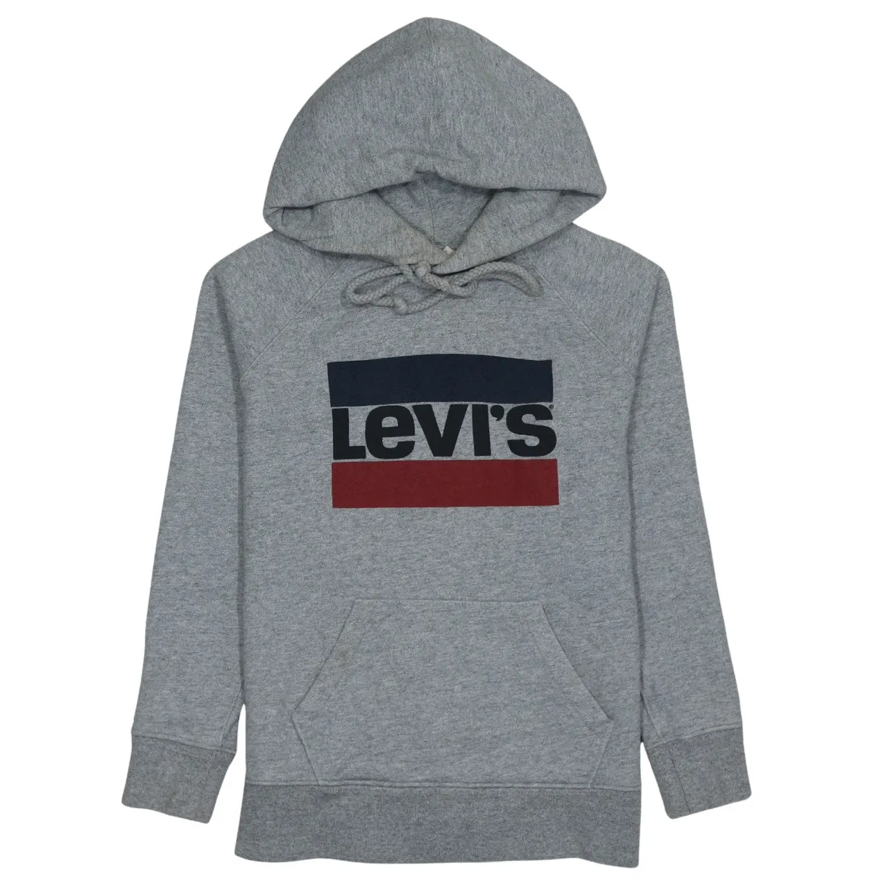 Levi's Grey Hoodie Men's XSmall Printed Logo Drawstring Hood Front Pocket Sweatshirt sold by Vintage Club