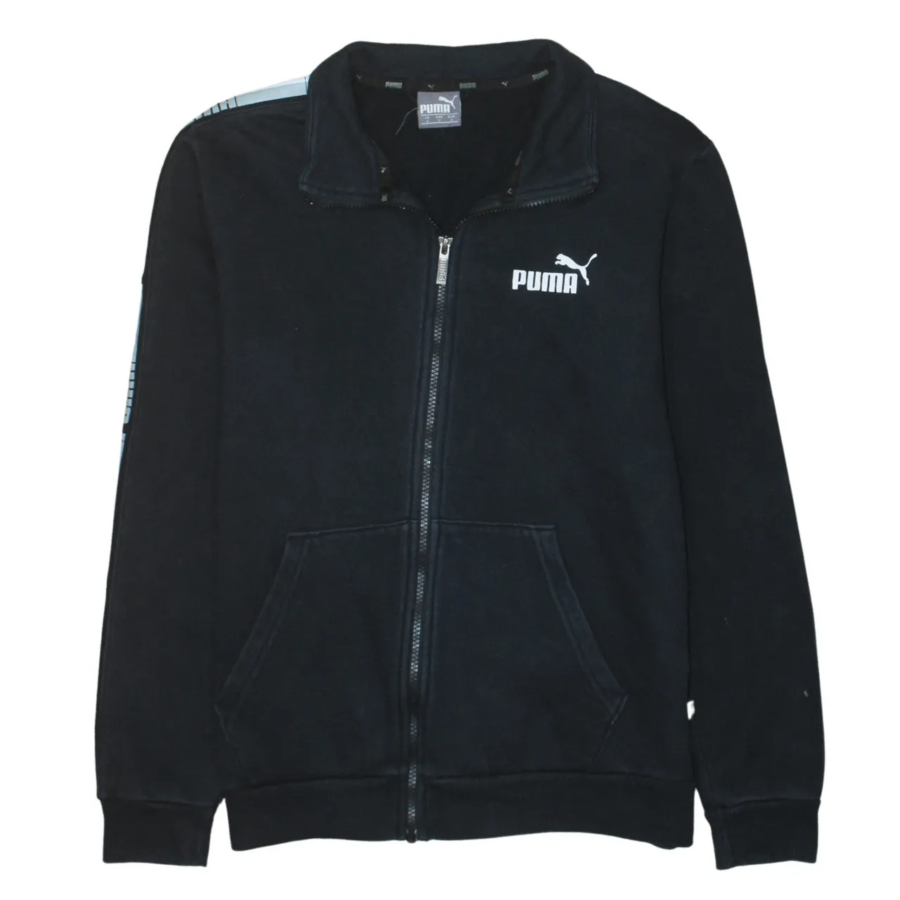 Puma Black Full Zip Sweatshirt Men’s Small Embroidered Chest Logo Tape Sleeve Track Top sold by Vintage Club