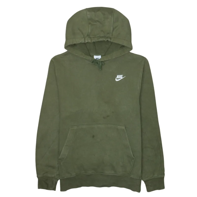 Nike Olive Green Hoodie Men's Small Embroidered Swoosh Logo Front Pocket Pullover Sweatshirt sold by Vintage Club